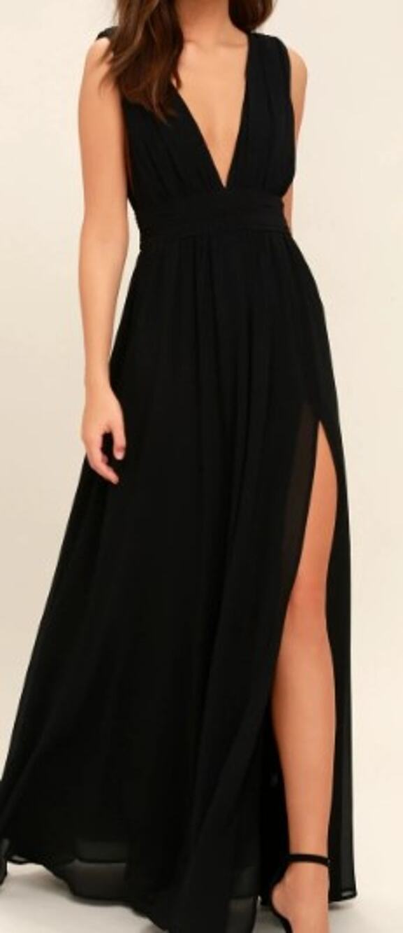 LULU'S XL Heavenly Hues VNeck Maxi Black Gown Formal Party Dress NEW 0B14